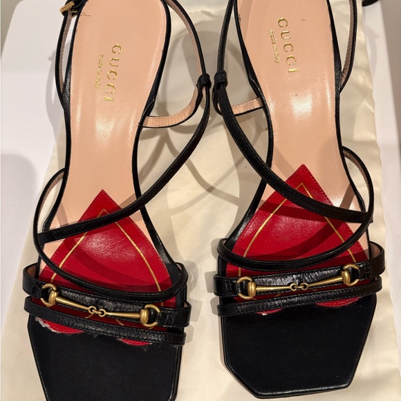 Gucci Women's Black and Red Strappy Heels - Picture 2 of 5